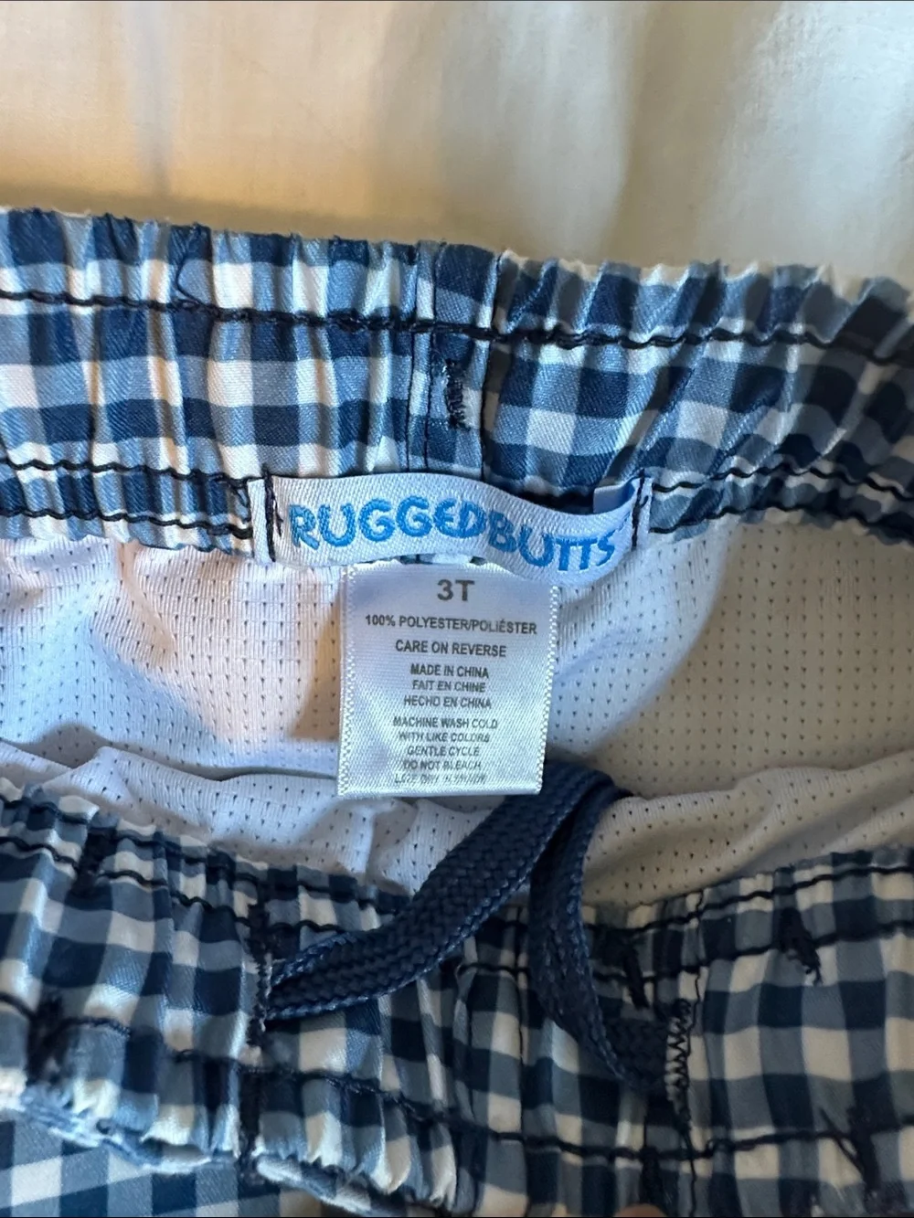 Rugged Butts Blue and White Gingham Swim Shorts
